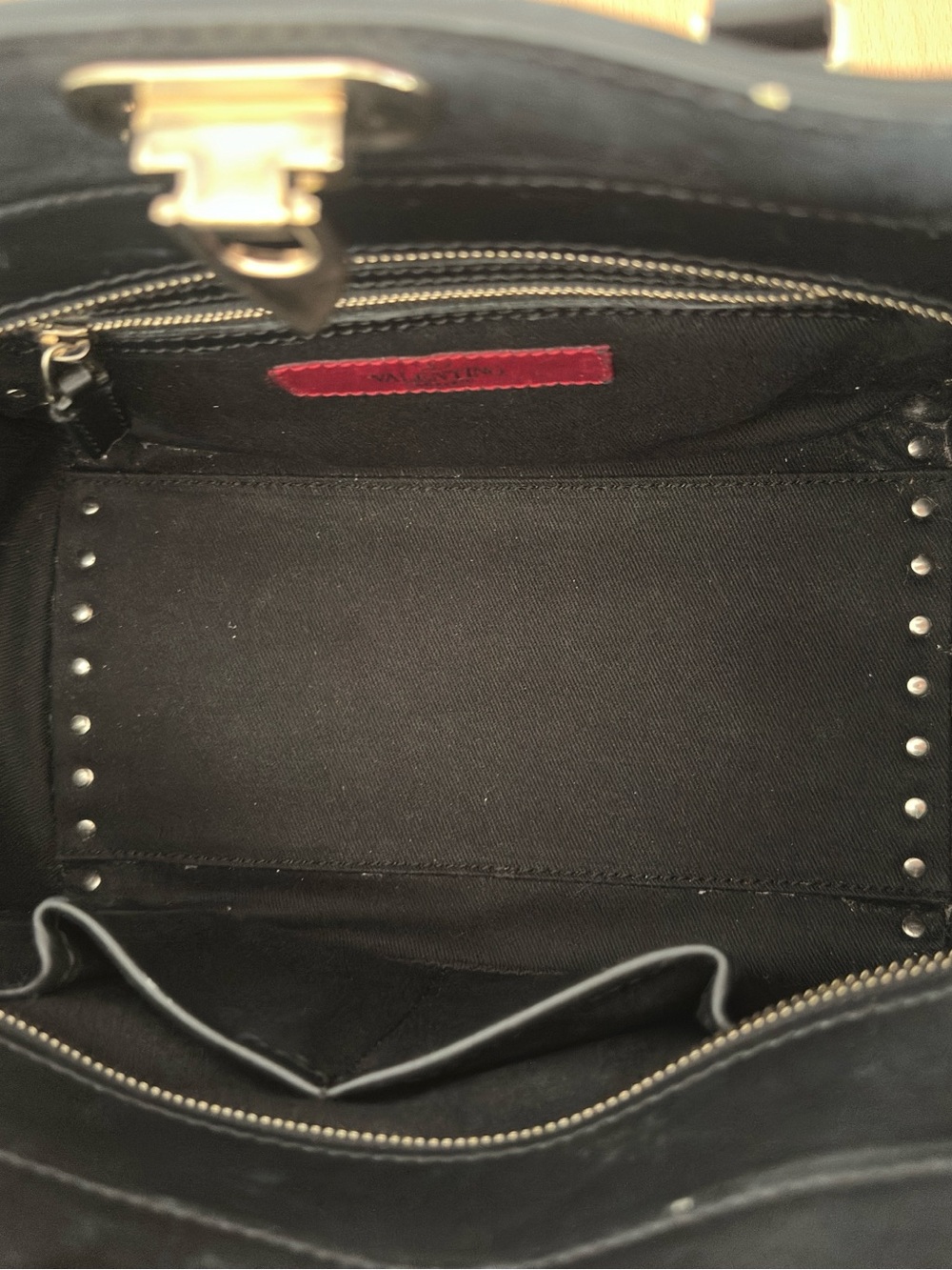 Valentino Garavani Black Leather Satchel with Gold Rockstuds - Picture 16 of 16